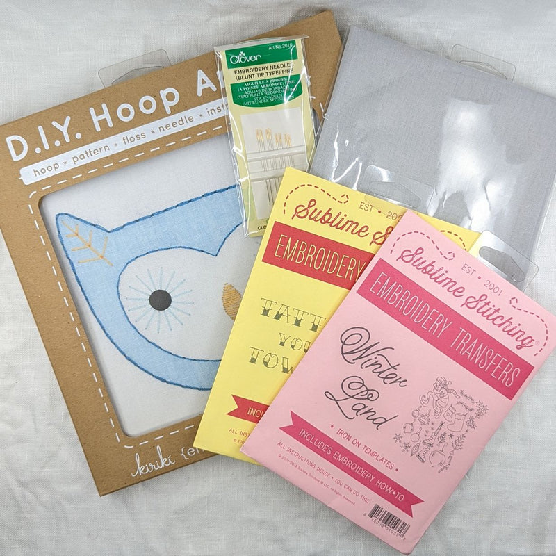 dyi embroidery kit all materials included owlet yarn and co phillip island victoria australia