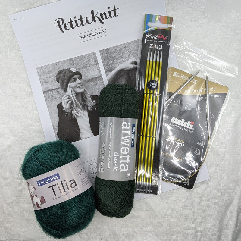 The Oslo Hat - Mohair Edition Kit - Yarn + Cø - Emerald - Maker Kits