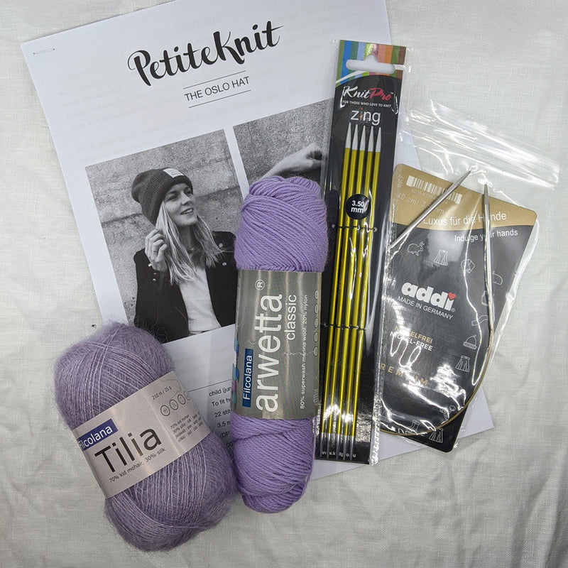 The Oslo Hat - Mohair Edition Kit - Yarn + Cø - Lilac - Maker Kits