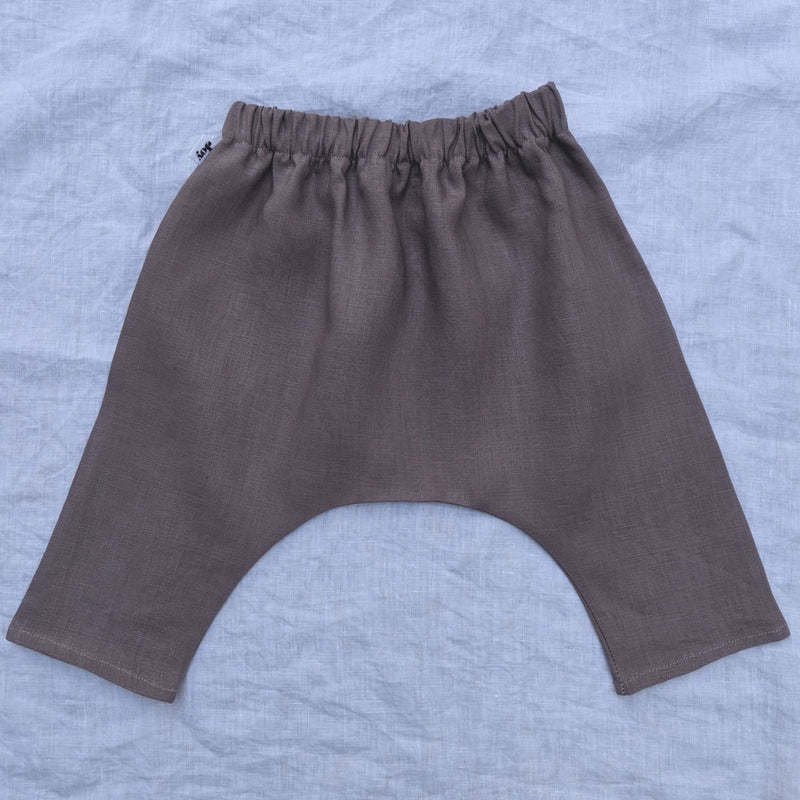Baby Clothes - Harem Pants - Yarn + Cø - 0-3 months / Mauve - 100% Linen - Baby Clothes